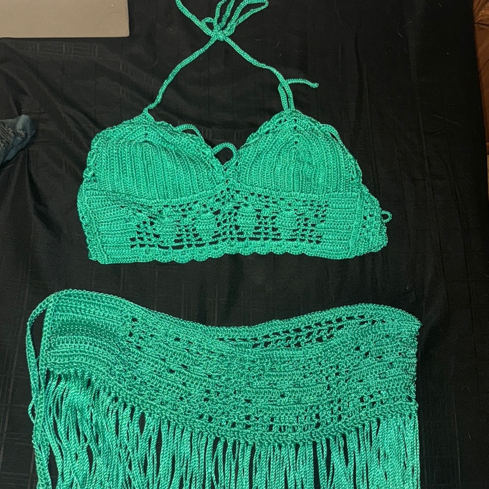 Green crochet cover up